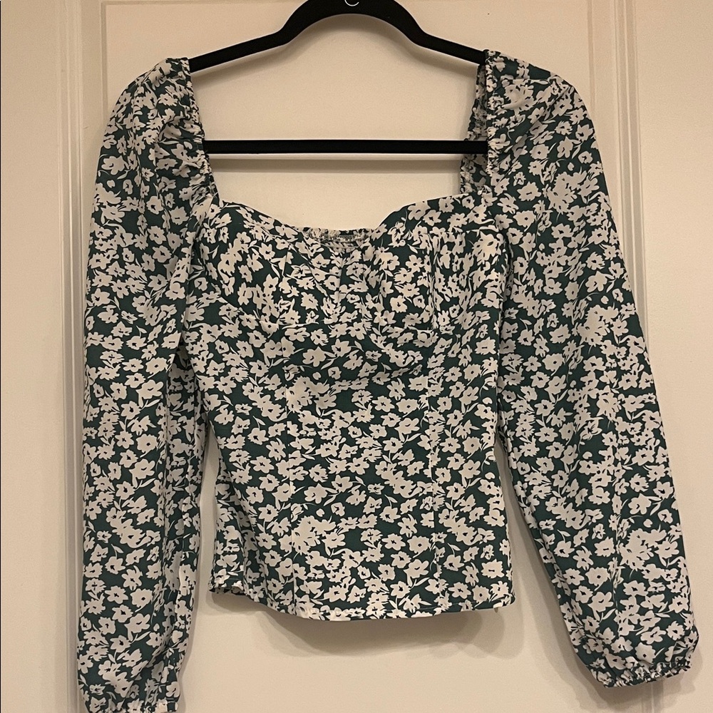Green Floral Bustier Top